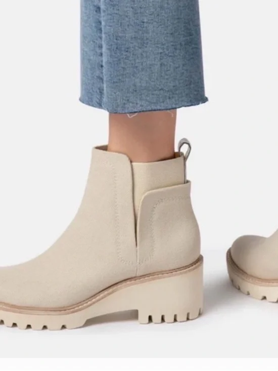 Dolce Vita Rango Sz 8 Women's Suede Lug Boot - Beige - Picture 3 of 9